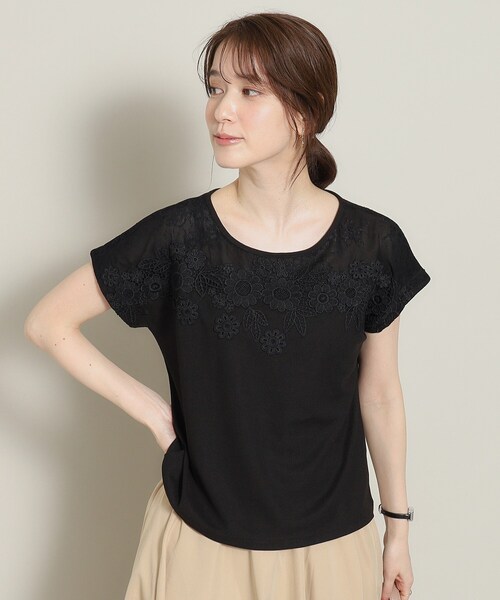 ITS'DEMO(イッツデモ)の「◆【肌触りさらり/手洗い可】フロントレースプルオーバー(Tシャツ/カットソー・レディース・パープル/ブラック/サックスブルー/オフホワイト・00)」の19枚目の写真