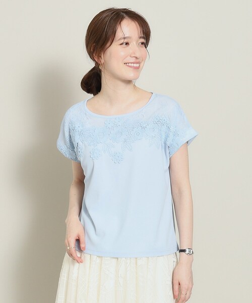 ITS'DEMO(イッツデモ)の「◆【肌触りさらり/手洗い可】フロントレースプルオーバー(Tシャツ/カットソー・レディース・パープル/ブラック/サックスブルー/オフホワイト・00)」の8枚目の写真