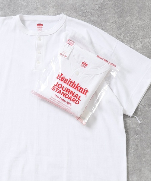 Healthknit(ヘルスニット)の「Healthknit × JOURNAL STANDARD / 別注 ヘンリーネックTシャツ(Tシャツ/カットソー・メンズ・ブラック系その他/グレー/ホワイト・SMALL/LARGE/MEDIUM)」の4枚目の写真