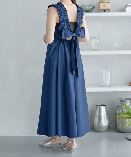 セール】back ribbon flare shirt dress / バックリボンフレア