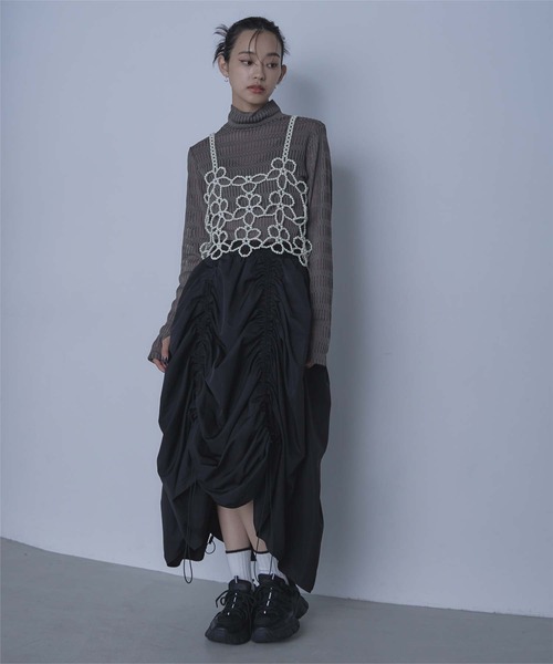 miette（ミエット）の「シアージャガードハイネックトップス（Tシャツ/カットソー・レディース・ピンク/チャコール・FREE）」の3枚目の写真