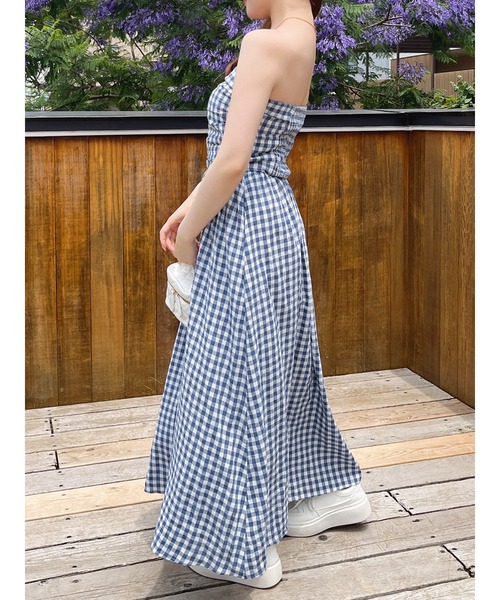 ベアワンピース★ドレス★【新品☆未使用】　UK10 　 (Mサイズ) MIIA（ミーア）の「ギンガムチェックベアワンピース（ワンピース