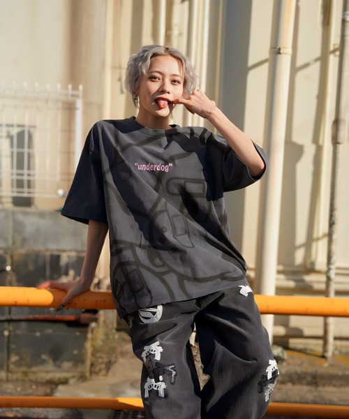 GALFY(ガルフィー)の「GA×GALFY B-BOY的犬とリスピグメントTEE(Tシャツ/カットソー・メンズ・ブラック/グレー・L/XL)」の21枚目の写真
