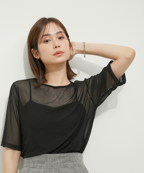tシャツ シアーメッシュプルオーバー レディース LE CERCLE par rope' tシャツ シアーメッシュプルオーバー