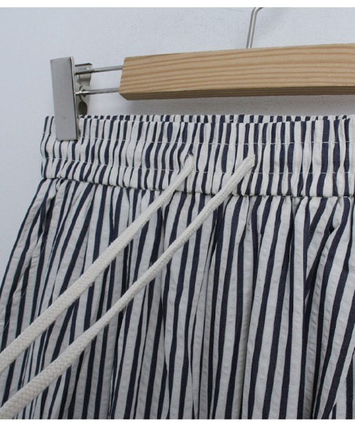 VIVID LADY(ビビッドレディー)の「ストライプ柄パンツ夏ワイドパンツ レディース ボトムス(スウェットパンツ・レディース・ブラウン/ネイビー・FREE)」の5枚目の写真