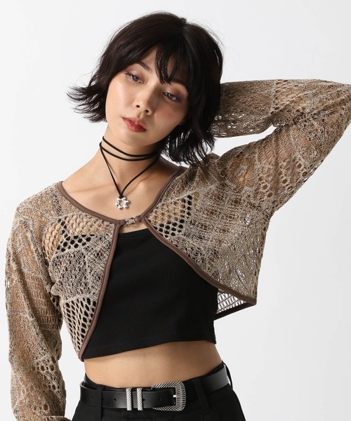 PAGEBOY（ページボーイ）の「キカメッシュホックボレロ（カーディガン/ボレロ・レディース・グレー/ブラック/ブラウン・FREE）」の3枚目の写真