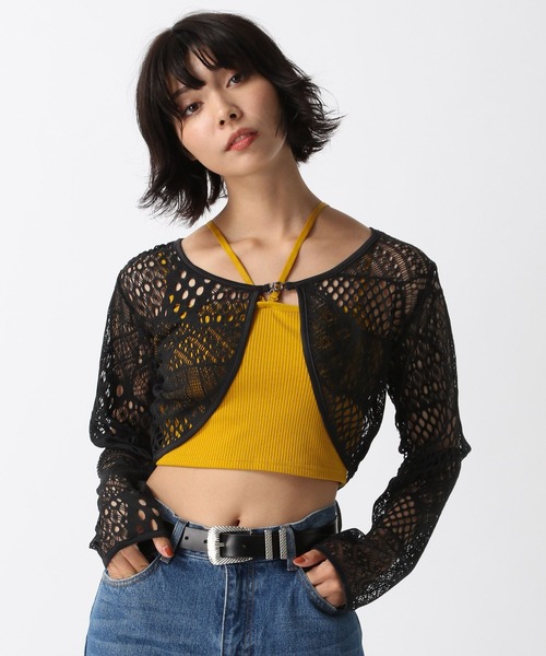 PAGEBOY（ページボーイ）の「キカメッシュホックボレロ（カーディガン/ボレロ・レディース・グレー/ブラック/ブラウン・FREE）」の6枚目の写真