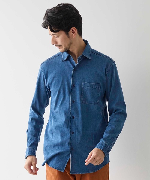 UNION STATION（ユニオンステーション）の「ホリゾンタルカラー テンセル デニム シャツ（シャツ/ブラウス・メンズ・ブルー/ネイビー・LL/L/M/S）」の4枚目の写真