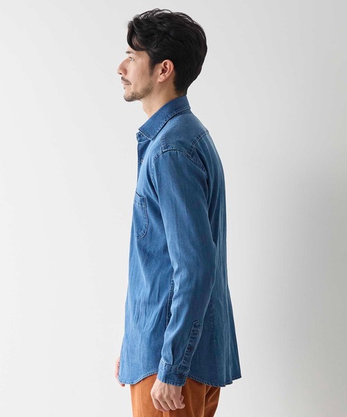 UNION STATION（ユニオンステーション）の「ホリゾンタルカラー テンセル デニム シャツ（シャツ/ブラウス・メンズ・ブルー/ネイビー・LL/L/M/S）」の5枚目の写真