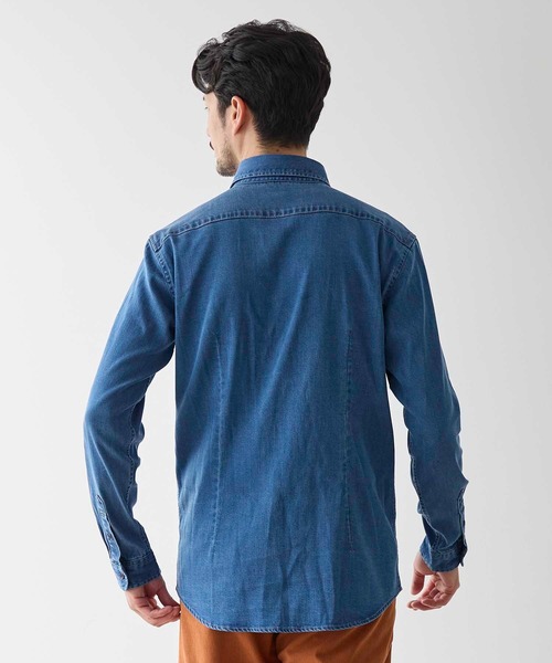 UNION STATION（ユニオンステーション）の「ホリゾンタルカラー テンセル デニム シャツ（シャツ/ブラウス・メンズ・ブルー/ネイビー・LL/L/M/S）」の6枚目の写真
