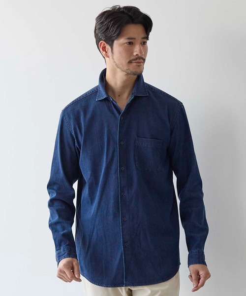 UNION STATION（ユニオンステーション）の「ホリゾンタルカラー テンセル デニム シャツ（シャツ/ブラウス・メンズ・ブルー/ネイビー・LL/L/M/S）」の8枚目の写真