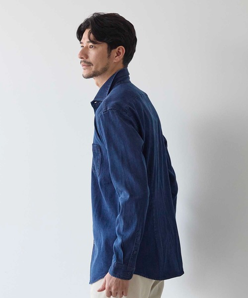 UNION STATION（ユニオンステーション）の「ホリゾンタルカラー テンセル デニム シャツ（シャツ/ブラウス・メンズ・ブルー/ネイビー・LL/L/M/S）」の9枚目の写真