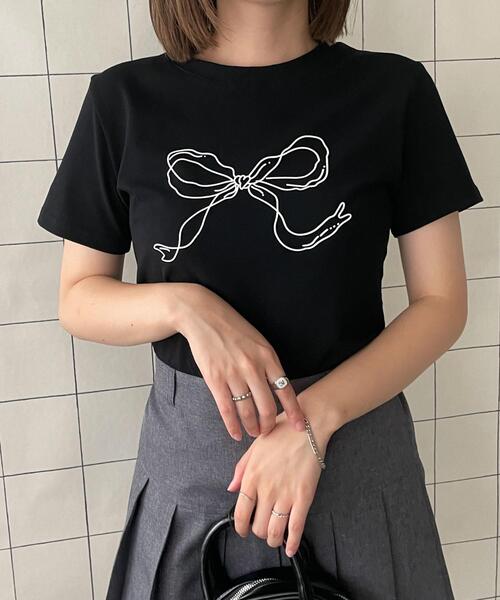 セール】リボンモチーフTシャツ（Tシャツ/カットソー）｜WOND