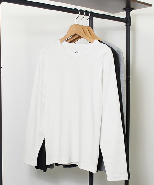 JEMORGAN(ジェーイーモーガン)の「【JEMORGAN / ジェーイーモーガン】 テレコクルーネックロンT(Tシャツ/カットソー・メンズ・オフホワイト/ブラック/杢グレー・M/XL/L)」の1枚目の写真