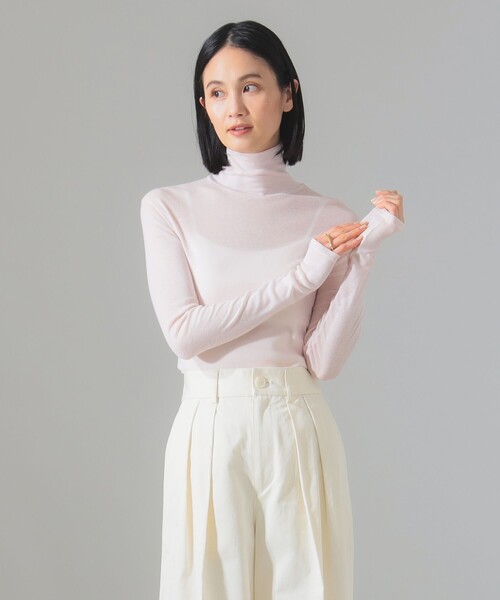Demi-Luxe BEAMS（デミルクス ビームス）の「フライス タートルネックプルオーバー［手洗い可］（Tシャツ/カットソー・レディース・ホワイト/ブラック/サックスブルー/ピンク・FREE）」の4枚目の写真