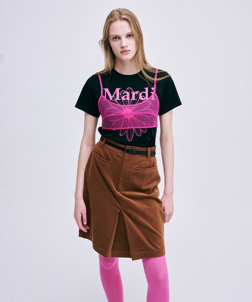 Mardi Mercredi(マルディメクルディ)の「SLIM TSHIRT FLOWERMARDI / スリム Tシャツ フラワーマルディ(Tシャツ/カットソー・レディース・ブラック系その他・FREE)」の2枚目の写真