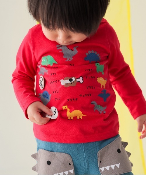 CHEEK ROOM(チークルーム)の「CHEEK ROOM/チークルーム 恐竜時計ロングTシャツ(Tシャツ/カットソー・キッズ・アイボリー/イエロー/レッド・90cm/100cm/110cm/120cm/130cm/80cm)」の9枚目の写真