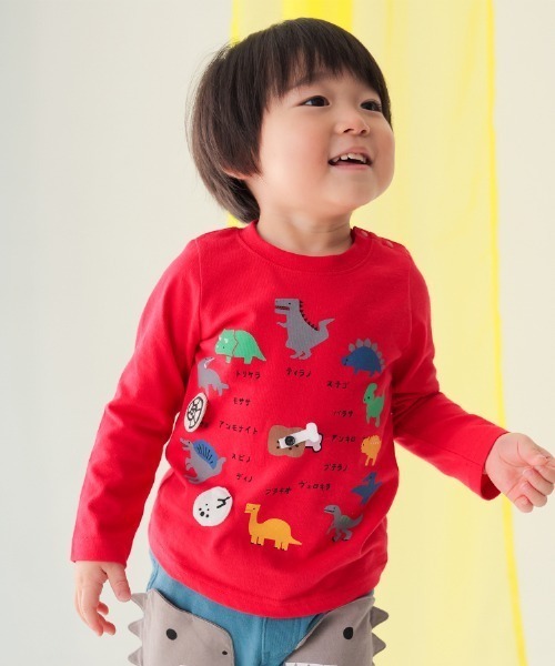 CHEEK ROOM(チークルーム)の「CHEEK ROOM/チークルーム 恐竜時計ロングTシャツ(Tシャツ/カットソー・キッズ・アイボリー/イエロー/レッド・90cm/100cm/110cm/120cm/130cm/80cm)」の4枚目の写真