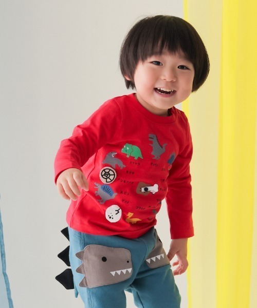 CHEEK ROOM(チークルーム)の「CHEEK ROOM/チークルーム 恐竜時計ロングTシャツ(Tシャツ/カットソー・キッズ・アイボリー/イエロー/レッド・90cm/100cm/110cm/120cm/130cm/80cm)」の7枚目の写真