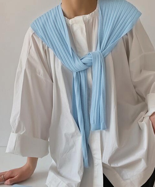 TODAYFUL リブ編み ストール ブルー TODAYFUL/トゥデイフル】Rib Knit Muffler/リブニットマフラー