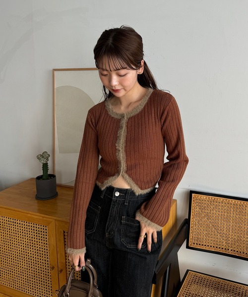 INTER FACTORY（インターファクトリー）の「ゆづき/クロップドニットカーディガン made in INTER FACTORY（カーディガン/ボレロ・レディース・ブラック/ブラウン・FREE）」の13枚目の写真