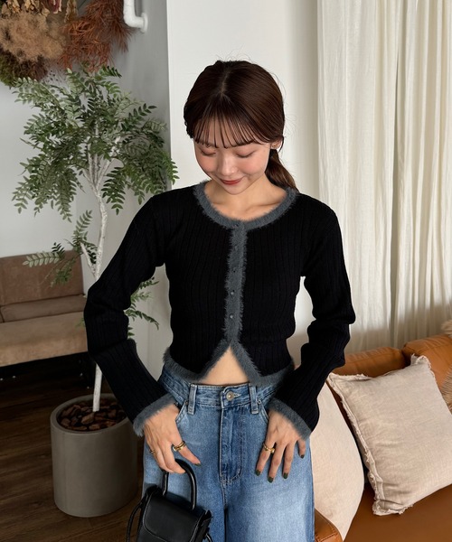 INTER FACTORY（インターファクトリー）の「ゆづき/クロップドニットカーディガン made in INTER FACTORY（カーディガン/ボレロ・レディース・ブラック/ブラウン・FREE）」の18枚目の写真