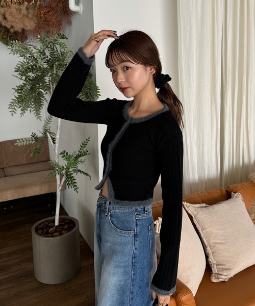 INTER FACTORY（インターファクトリー）の「ゆづき/クロップドニットカーディガン made in INTER FACTORY（カーディガン/ボレロ・レディース・ブラック/ブラウン・FREE）」の20枚目の写真