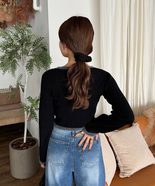 INTER FACTORY（インターファクトリー）の「ゆづき/クロップドニットカーディガン made in INTER FACTORY（カーディガン/ボレロ・レディース・ブラック/ブラウン・FREE）」の21枚目の写真