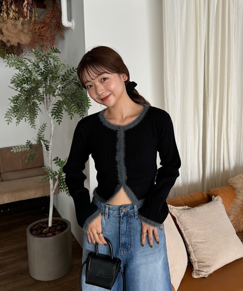 INTER FACTORY（インターファクトリー）の「ゆづき/クロップドニットカーディガン made in INTER FACTORY（カーディガン/ボレロ・レディース・ブラック/ブラウン・FREE）」の16枚目の写真