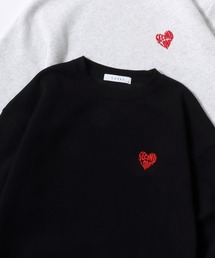 Lazar 別注 Heart Embroidery Sweat/オーバーサイズ 裏起毛 ハート柄 ワンポイント刺繍 スウェット トレーナー/長袖 トップス プルオーバー/レディース メンズ