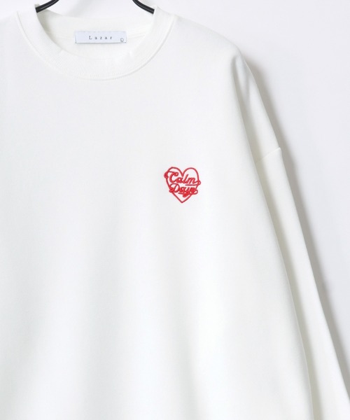 Lazar(ラザル)の「Lazar 別注 Heart Embroidery Sweat/オーバーサイズ 裏起毛 ハート柄 ワンポイント刺繍 スウェット トレーナー/長袖 トップス プルオーバー/レディース メンズ(スウェット・レディース・ブラック/グレー系その他/アッシュグレー/ブラック系その他/ホワイト/ホワイト系その他・M/L/LL)」の22枚目の写真