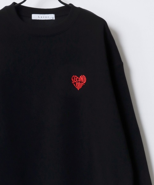 Lazar(ラザル)の「Lazar 別注 Heart Embroidery Sweat/オーバーサイズ 裏起毛 ハート柄 ワンポイント刺繍 スウェット トレーナー/長袖 トップス プルオーバー/レディース メンズ(スウェット・レディース・ブラック/グレー系その他/アッシュグレー/ブラック系その他/ホワイト/ホワイト系その他・M/L/LL)」の20枚目の写真