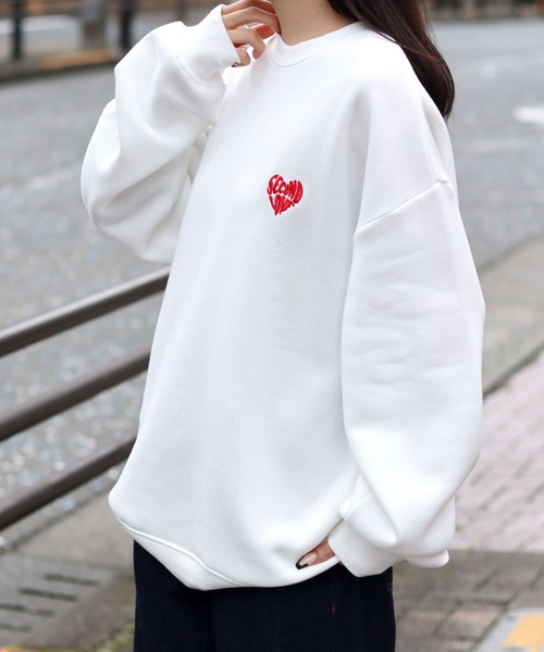 セール】Lazar 別注 Heart Embroidery Sweat/オーバーサイズ 裏