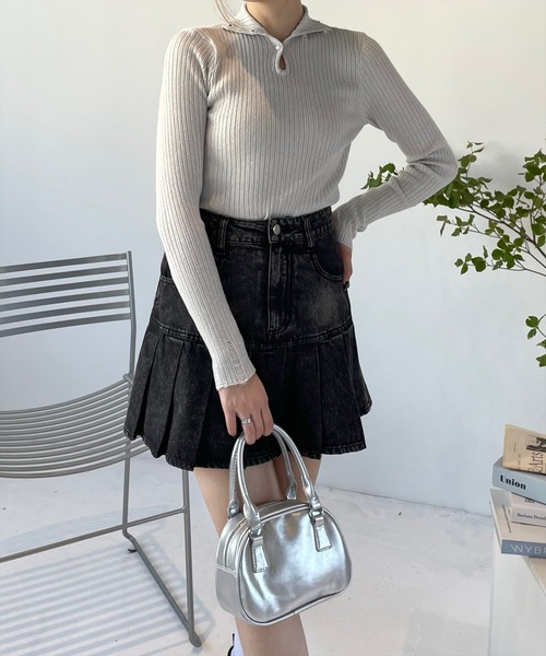 clear（クリア）の「涙開き袖ダメージラメニットトップス [肌見せ]≪2024AW新作≫（ニット/セーター・レディース・ターコイズブルー/グレー/アイボリー/ピンク・F）」の3枚目の写真