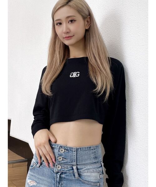 新品未使用！GYDA カップ付きホルタークロスショートロンT 白黒お