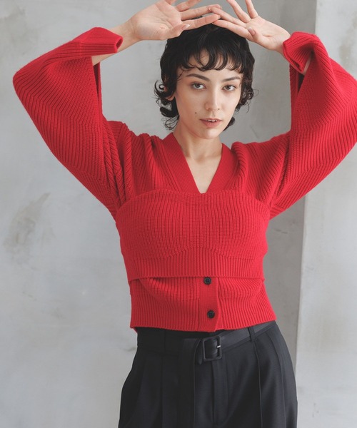 STERNBERG（スタンバーグ）の「2SETメリノウールビスチェカーディガン（ニット/セーター・レディース・ブラック/ブラウン/レッド・MEDIUM/LARGE）」の16枚目の写真