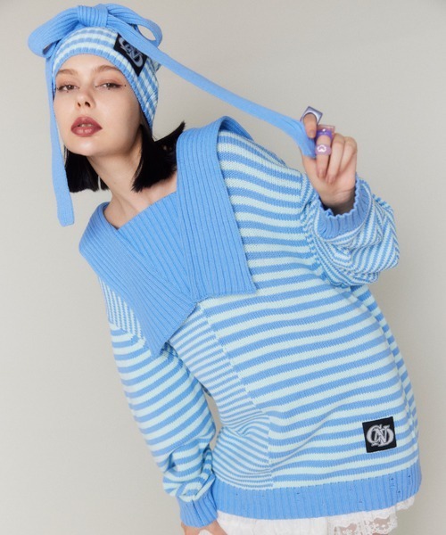 Candy Stripper(キャンディストリッパー)の「MARINE BORDER SAILOR ニット(ニット/セーター・レディース・ピンク/ブラック/ミント・2)」の4枚目の写真