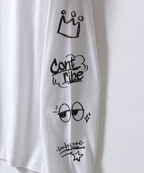 SITRY（シトリー）の「Ghost Long Sleeve T-shirt/ゴースト オーバーサイズ ワンポイント刺繍 袖プリント 長袖Tシャツ ロンT レディース メンズ（Tシャツ/カットソー・メンズ・ホワイト/ホワイト系その他/ブラック系その他/ブラック・M/L）」の9枚目の写真