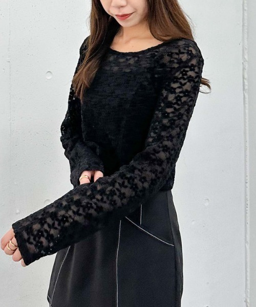 archives（アルシーヴ）の「２ｗａｙモールレースＴＯＰＳ（Tシャツ/カットソー・レディース・アイボリー/ブラック・MEDIUM）」の5枚目の写真