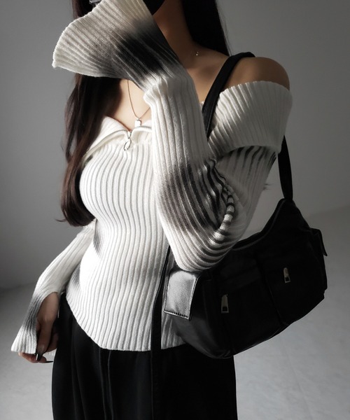 セール】※※【 2color 】スプレー加工オフショルスリム