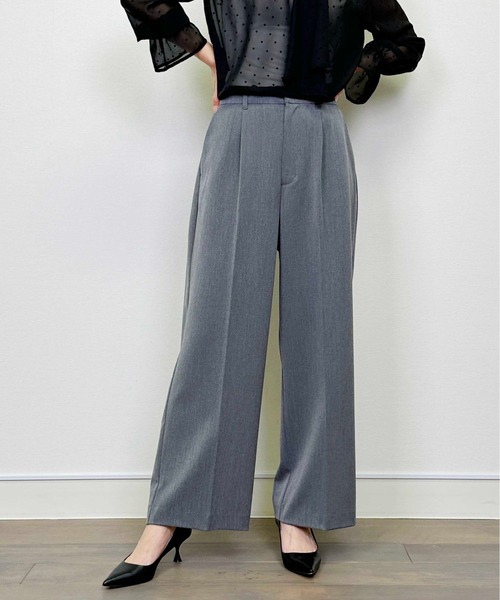 PICCIN(ピッチン)の「【セットアップ可能】ツイルストレッチワイドパンツ(スーツパンツ・レディース・ネイビー/グレー・M)」の2枚目の写真