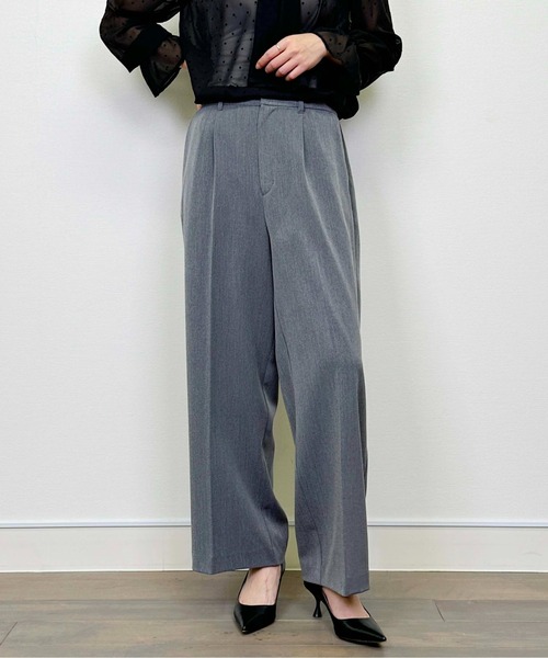 PICCIN(ピッチン)の「【セットアップ可能】ツイルストレッチワイドパンツ(スーツパンツ・レディース・ネイビー/グレー・M)」の4枚目の写真
