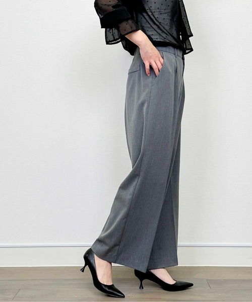 PICCIN(ピッチン)の「【セットアップ可能】ツイルストレッチワイドパンツ(スーツパンツ・レディース・ネイビー/グレー・M)」の7枚目の写真