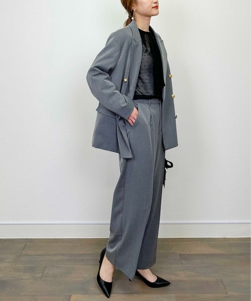 PICCIN(ピッチン)の「【セットアップ可能】ツイルストレッチワイドパンツ(スーツパンツ・レディース・ネイビー/グレー・M)」の9枚目の写真