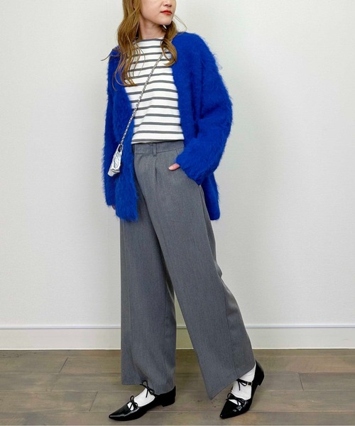 PICCIN(ピッチン)の「【セットアップ可能】ツイルストレッチワイドパンツ(スーツパンツ・レディース・ネイビー/グレー・M)」の12枚目の写真