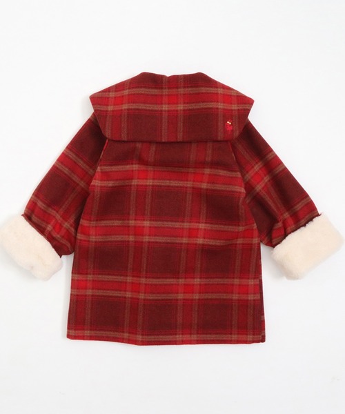 KP(ケーピー)の「ビッグカラーウールチェックコート(90~130)(ダウンジャケット/コート・キッズ・レッド/ブラウン・90cm/100cm/110cm/120cm/130cm)」の16枚目の写真