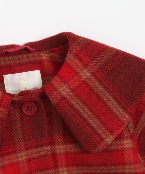 KP(ケーピー)の「ビッグカラーウールチェックコート(90~130)(ダウンジャケット/コート・キッズ・レッド/ブラウン・90cm/100cm/110cm/120cm/130cm)」の18枚目の写真