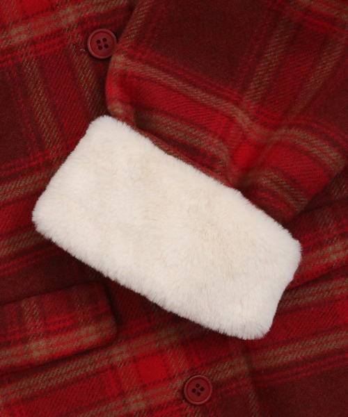 KP(ケーピー)の「ビッグカラーウールチェックコート(90~130)(ダウンジャケット/コート・キッズ・レッド/ブラウン・90cm/100cm/110cm/120cm/130cm)」の20枚目の写真