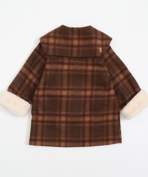 KP(ケーピー)の「ビッグカラーウールチェックコート(90~130)(ダウンジャケット/コート・キッズ・レッド/ブラウン・90cm/100cm/110cm/120cm/130cm)」の17枚目の写真