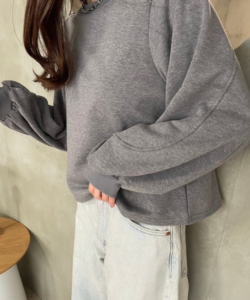 M y u（ミュー）の「ショート丈ルーズスウェットトップス（スウェット・レディース・グレー/ブルー/ブラック/オートミール・FREE）」の11枚目の写真